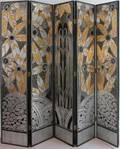 ART DECO STYLE LACQUERED FIVEPANEL SCREEN