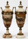 CONTINENTAL ONYX  GILT METAL MOUNT COVERED URNS
