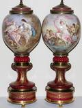 SEVRES PORCELAIN URNS MOUNTED AS LAMPS