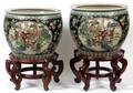 CHINESE PORCELAIN FAMILLE NOIRE FISH BOWLS PAIR