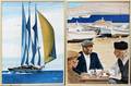 N KITT OILS 2 PCS SAILBOAT  HARBOR SCENES