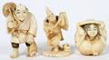 NO ONLINE BIDDINGJAPANESE IVORY NETSUKE C 1900 THREE