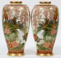 JAPANESE SATSUMA EARTHENWARE VASES PAIR