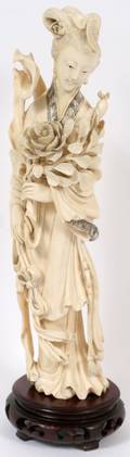 NO ONLINE BIDDINGCHINESE IVORY FIGURE OF GUANYIN