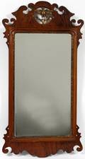 AMERICAN MAHOGANY WALL MIRROR 19TH C