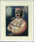 ALLEN BROOK PASTEL SIGNED WILL WHISTLE  CLOWN