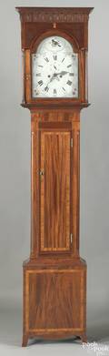 Maryland Hepplewhite mahogany tall case clock ca 1800