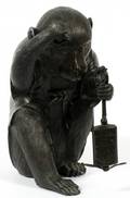 JAPANESE BRONZE MONKEY W INRO