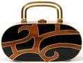 T WOODS OF BEVERLY HILLS BLACK  WOOD HANDBAG