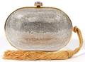 JUDITH LEIBER SILVER MINAUDIERE W GOLD TASSEL