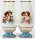 BRISTOL GLASS VASES 19TH C PAIR
