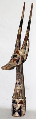 AFRICAN CARVED WOOD  POLYCHROME ANTELOPE