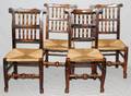 ENGLISH OAK SIDE CHAIRS C 18TH CENTURY FIVE