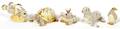HEREND GUILD PORCELAIN GOLD ANIMAL FIGURES FIVE