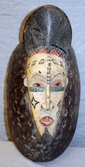 AFRICAN GURO CARVED POLYCHROME MASK IVORY COAST