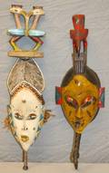 AFRICAN GURO POLYCHROME MASKS 2 PCS IVORY COAST