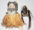 AFRICAN TRIBAL CARVED MASK  HELMET MASK 2 PCS