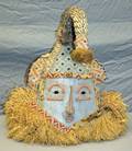 AFRICAN KUBA CARVED  EMBROIDERED HELMET MASK