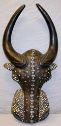 AFRICAN CARVED BULL MASK CAMEROON