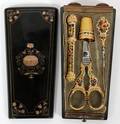 FRENCH GOLD LACQUER NECESSAIRE W IMPLEMENTS