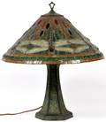 ART GLASS  BRONZE TABLE LAMP