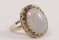 14k Yellow Gold Ring w Australian Opal  Diamonds