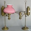Pair of brass student lamps
