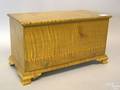 Contemporary tiger maple miniature blanket chest