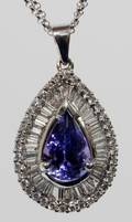 TANZANITE PENDANT 267 CTS WITH GOLD CHAIN