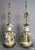 Pair of porcelain figural table lamps