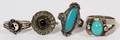 STERLING RINGS TWO W TURQOISETWO ENAMEL FOUR