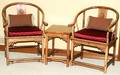 CHINESE WALNUT HORSESHOE ARMCHAIRS  SIDE TABLE