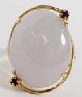 14KT GOLD LAVENDER JADE  AMETHYST RING 103GR
