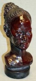 AFRICAN FEMALE CERAMIC BUST SCULPTURE
