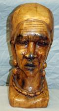 AFRICAN CARVED WOOD FEMALE BUST
