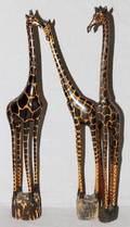 AFRICAN CARVED WOOD GIRAFFE FIGURES 3 PCS