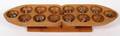 AFRICAN CARVED MANCALA GAME BOARD W MARBLES