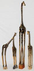 AFRICAN CARVED GIRAFFE SCULPTURES 4 PCS