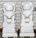 MARBLE FOO DOG GARDEN SCULPTURES PAIR