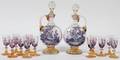 BOHEMIAN STYLE ENAMELED GLASS DECANTERS CORDIALS