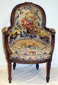 LOUIS XVI STYLE WALNUT NEEDLEPOINT BERGERE 1900