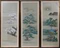 CHINESEWATERCOLORS ON SILK SET OF THREE PANELS