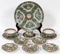 CHINESE ROSE MEDALLION PORCELAIN CUPS  SAUCERS