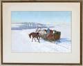 A JEGOZORY GOUACHE WINTER SCENE WITH SLEIGH
