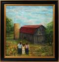 J SMITH OIL ON BOARD FARM SCENE 30 X 28
