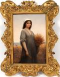 KPM HAND PAINTED PORCELAIN PLAQUE RUTH STANDING