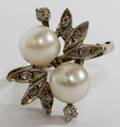 DIAMOND CLUSTER  65 MM PEARL 14 KT GOLD RING