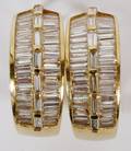 14KT GOLD BAGUETTE DIAMOND SEMI HOOP EARRINGS