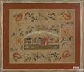 Rare Kentucky wool on linen needlework dated 1822 wrought by Mary M White b 1803
