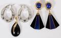 14KT GOLD ENHANCER  EARRINGS LAPIS  BLACK ONYX